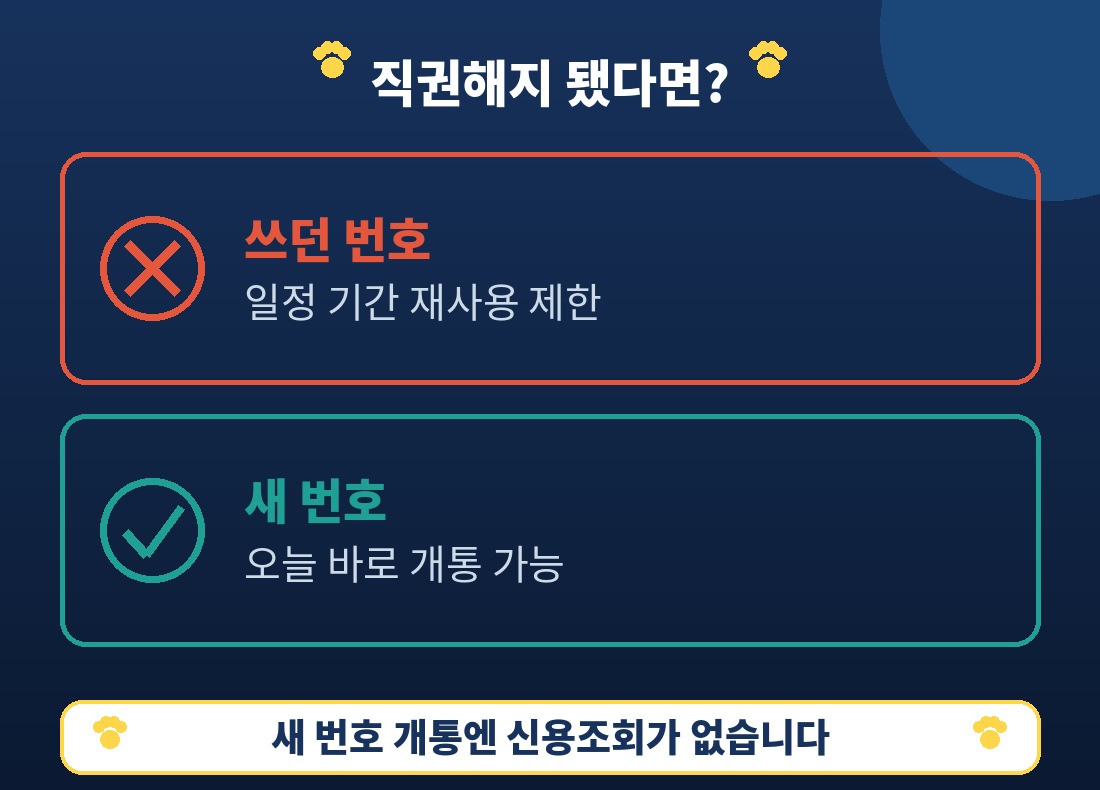 직권해지 후 상황 정리 — 기존 번호는 재사용 제한, 새 번호는 즉시 개통 가능